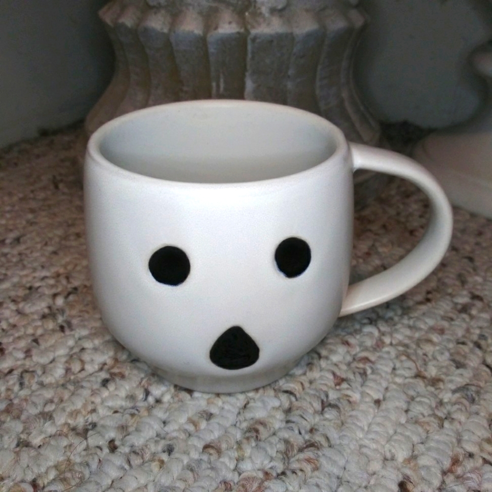 Pottery Barn Halloween Ghost Head Stoneware Coffee Mug
